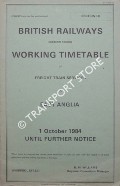 Book cover of Working Timetable of Freight Train Services - Section LD - East Anglia - 1 October 1984 until further notice by British Railways Eastern Region